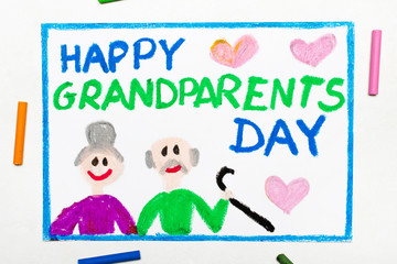 Colorful drawing: Grandparents Day card