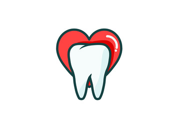 tooth icon with Heart. Dental Clinic Tooth Logo or icon. Dentist stomatology medical doctor Logotype concept icon