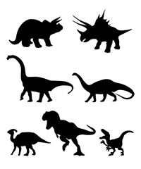 Set of Dinosaur collection. Dinosaur silhouette . Vector EPS 10.