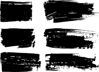 Set of vector brush strokes. Dirty ink texture splatters. Grunge rectangle text boxes