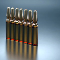 seven medical glass ampoules for injection drug