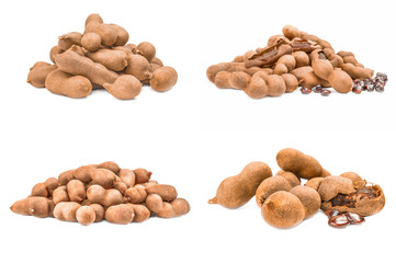 Set of Tamarind isolated on a white background cutout