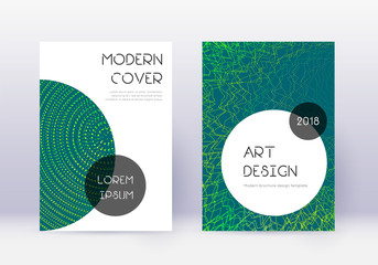 Trendy cover design template set. Green abstract l
