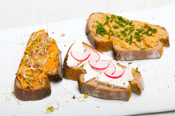 Healthy breakfast: tasty sandwiches