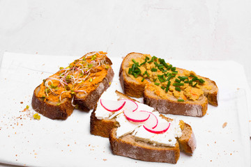 Healthy breakfast: tasty sandwiches