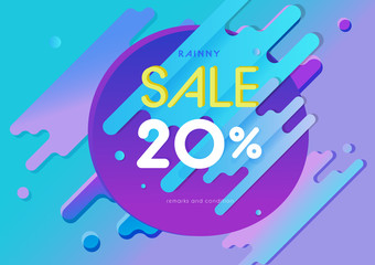 Discount sale colorful abstract background and banner like puzzle item with blue violet pink tone, modern design vector for media art, vivid gradient banner for advertising media