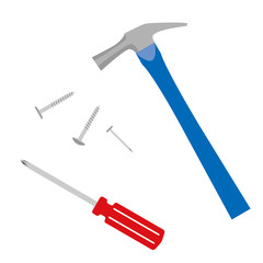 Illustration of DIY tools. (screw drivers, screws, etc.)