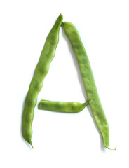 letter A made from Piattoni green beans