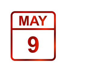 9 may. Victory day. Red calendar on a white background. Day on the calendar. Illustration.