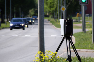 photo radar on the street and cars