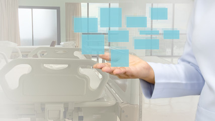 Nursing hand picking up the rectangular gap,nursing room backdrop,care concept,service response