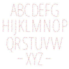 Vector set of beautiful floral English capital letters from A to Z isolated on white background. Botanical alphabet. Spring uppercase letters for initials, monograms and icons for romantic weddings.