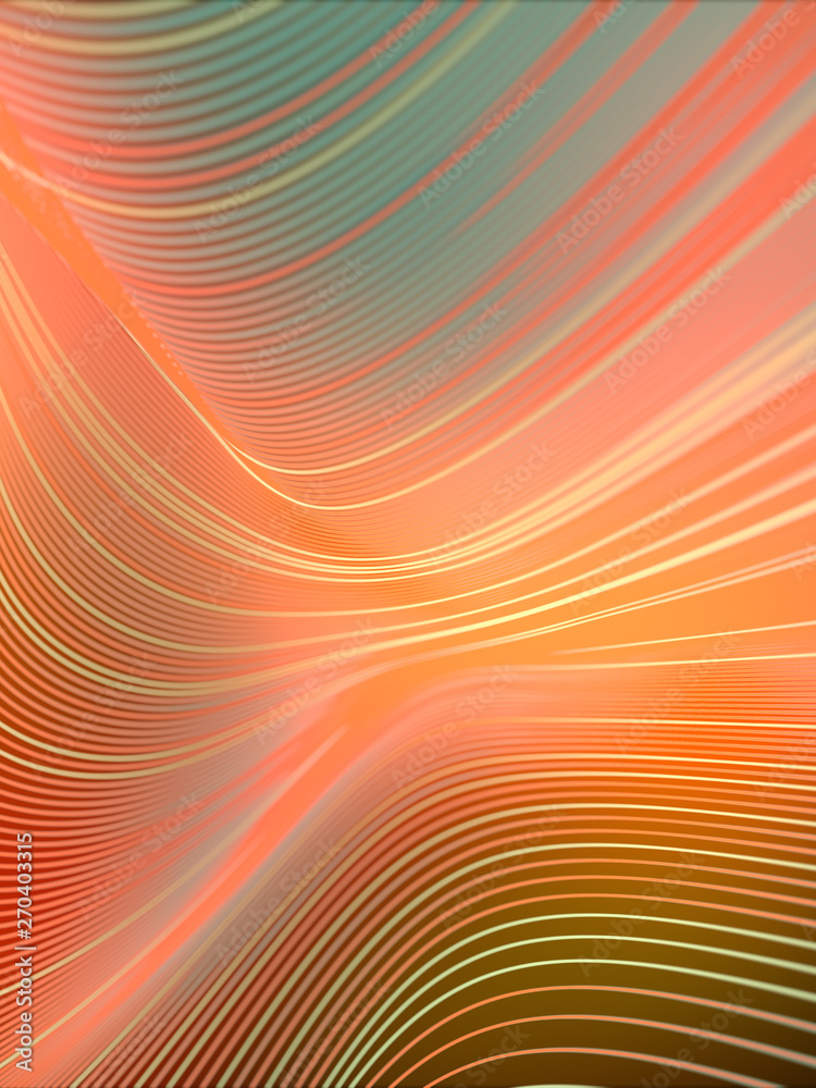 Poster Modern style abstraction with composition made of various colored lines. Wave band geometric pattern. 3d rendering