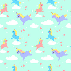 seamless pattern with cute unicorns
