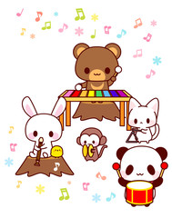 Fototapete うさぎ くま パンダ 猫 犬 きつね 猿 ライオン トラ ゾウ動物の可愛いイラスト 主線あり Abbildung 可愛い 動物素材屋さんilohaco