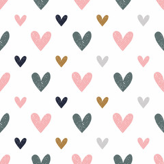 Seamless pattern with hand drawn  hearts. Childish texture for fabric, textile, apparel. Vector background .