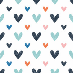 Seamless pattern with hand drawn  hearts. Childish texture for fabric, textile, apparel. Vector background .