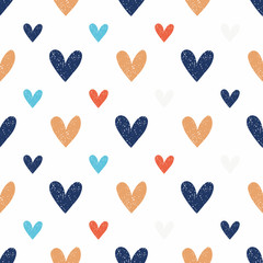 Seamless pattern with hand drawn  hearts. Childish texture for fabric, textile, apparel. Vector background .