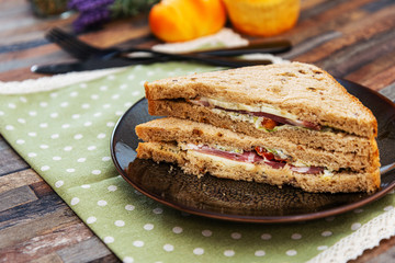 sandwich with ham of mozzarella