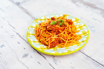 tasty Pasta Bolognese on the table
