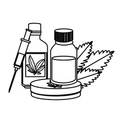 cannabis oinment with syringe and leafs