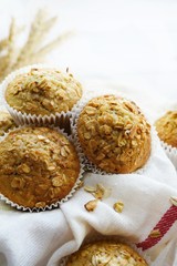 Homemade Oatmeal Granola muffins, selective focus