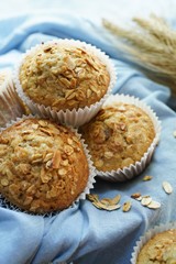 Homemade Oatmeal Granola muffins, selective focus