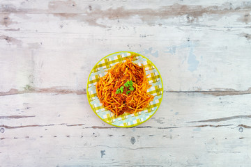 tasty Pasta Bolognese on the table