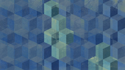 Abstract cubes blue background