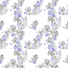 Floral pattern vector graphics. Streliziya flowers illustration