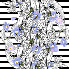 Floral pattern vector graphics. Streliziya flowers illustration