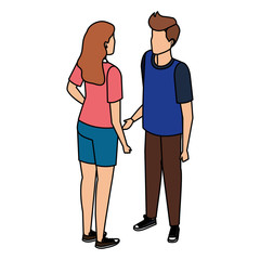 young couple talking avatars characters