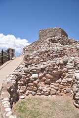 Fototapeta Cottonwoood, AZ., U.S.A. Aug. 1, 2017. Tuzigoot National Monument. 2-3 store pueblo of 110-rooms. Built circa 1125-1400 CE. obraz
