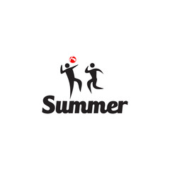 Summer beach vacation logo design vector template