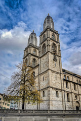 Fototapeta na wymiar Buildings and churches in downtown Zurich, Switzerland