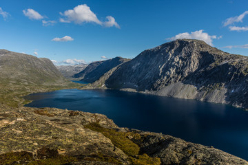 Naklejka na ściany i meble Djupvatnet lake, near the Dalsnibba plateau, in Norway