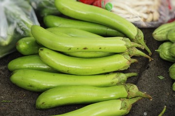 Fresh eggplant green organic at street food