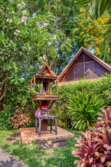 Tropical gardens around a swimming pool in Pattaya, Thailand