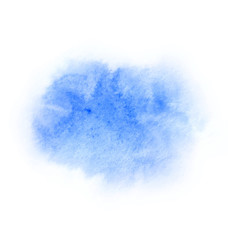 Blue blue watercolor spot on white background.