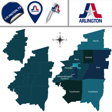 Map Of Arlington, TX With Districts