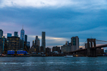 Fototapeta premium Skyline of skyscrapers at night in Manhattan, New York City, USA