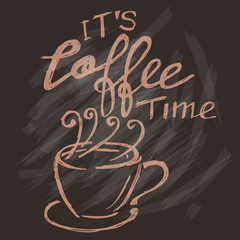 cup of coffee on blackboard