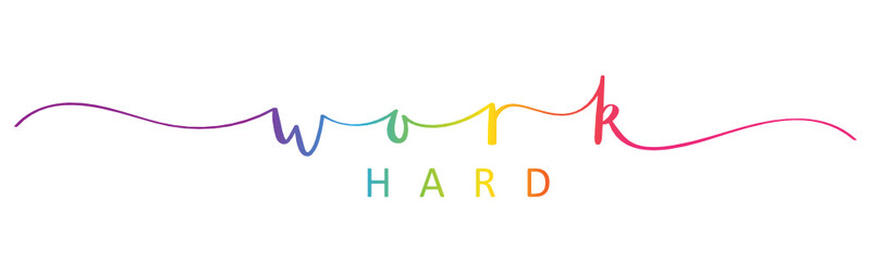 WORK HARD rainbow brush calligraphy banner