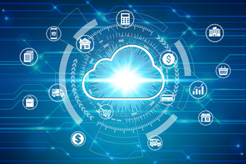 cloud computing icon over the Network connection, Cyber Security Data Protection Business Technology Privacy concept