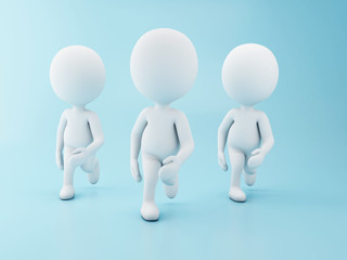 3d White people running