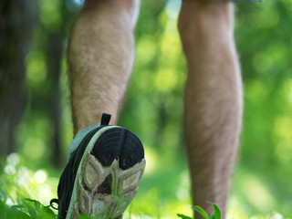 Sport walking in the forest