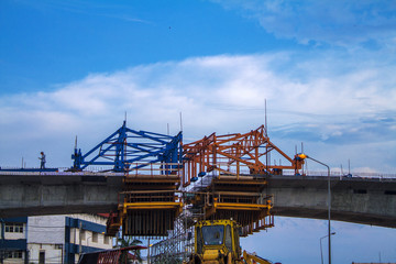 Fototapeta na wymiar cranes in the port