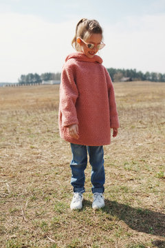 cute little girl with red coat