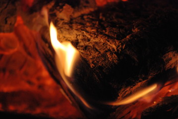 fire in fireplace