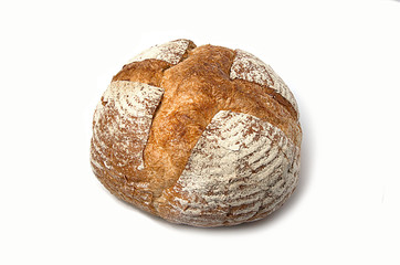 Sourdough bread on white background